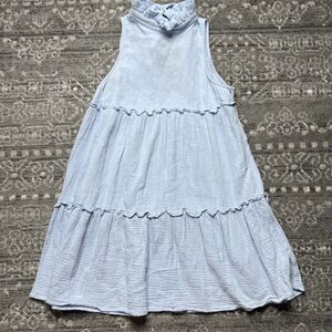 Tuckernuck Pomander Place Morgan Dress Small Tiered Pastel Blue Gauze Cotton